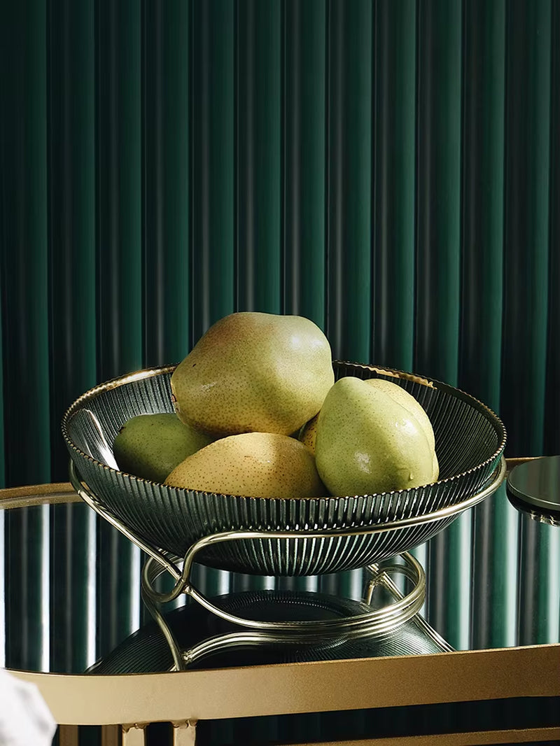 High-End Glass Fruit Tray Living Room Home Coffee Table Decoration American Light Luxury Tray Creative Candy Basket Decoration