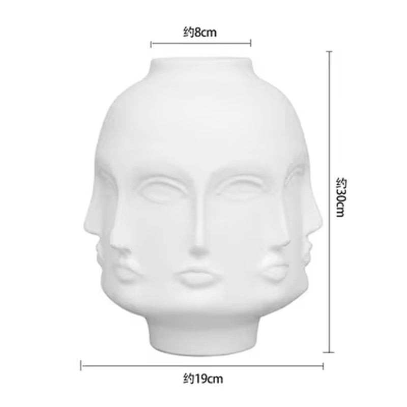 Scandinavian White Ceramic Vase Decoration Home Decoration Crafts Modern Interior Decoration Countertop Vase Art Face Shape Vase