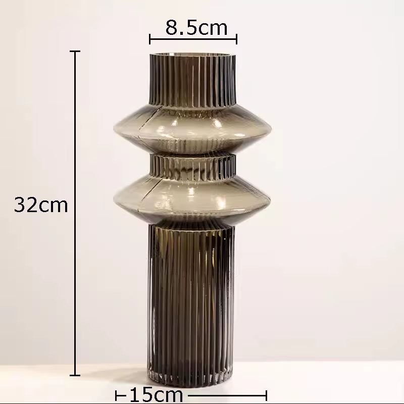 Creativity Amber Glass Vase Hydroponics Flowers Pots Tower Shape Flower Arrangement Desk Decoration Floral Vase Modern Decor