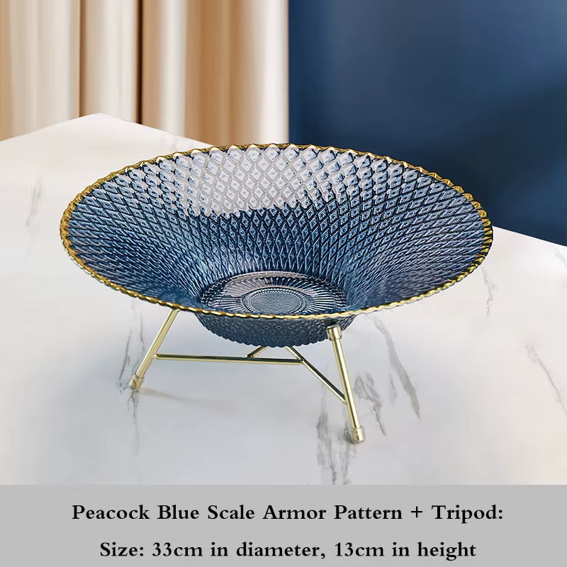 High-End Glass Fruit Tray Living Room Home Coffee Table Decoration American Light Luxury Tray Creative Candy Basket Decoration