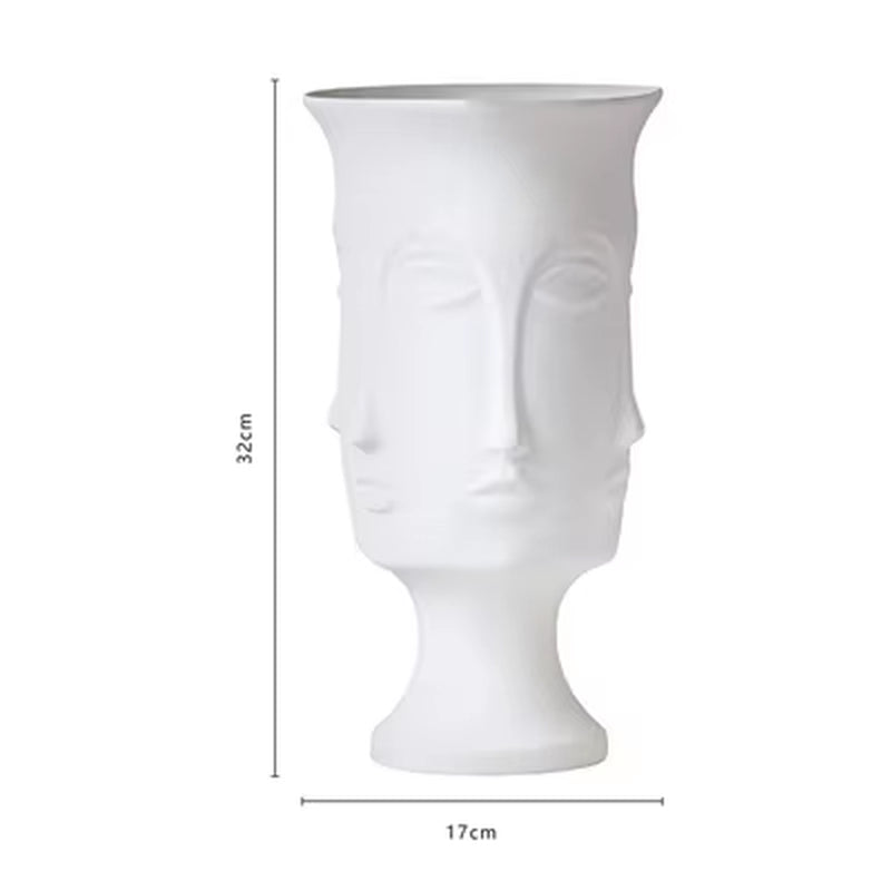 Scandinavian White Ceramic Vase Decoration Home Decoration Crafts Modern Interior Decoration Countertop Vase Art Face Shape Vase