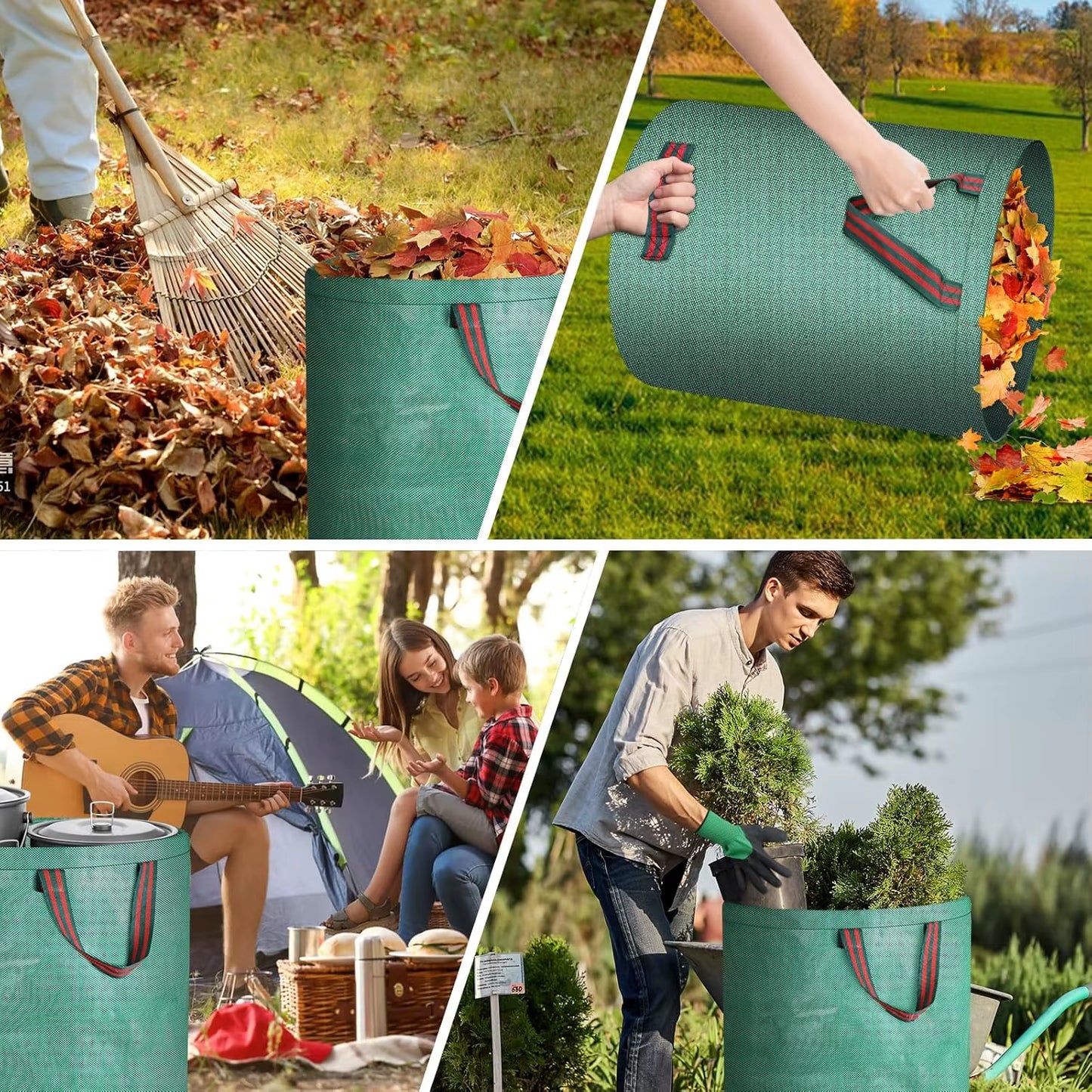 Garden Waste Bags Heavy Duty Reusable Garden Sacks Garden Tools Bags for Garden Waste Plant Waste Grass Leaves Bag