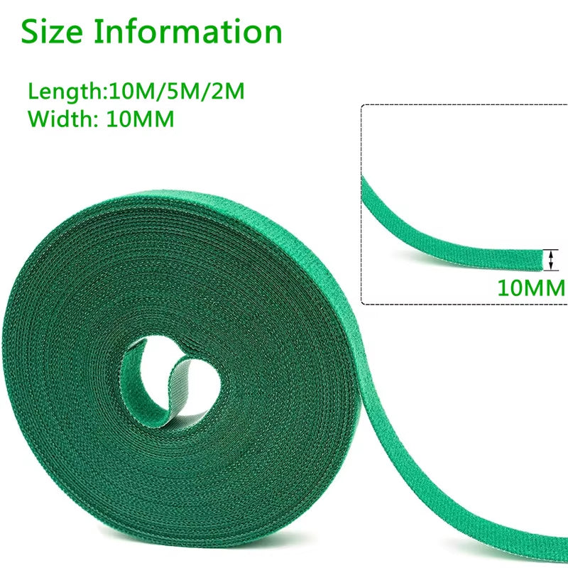 10M/5M/2M Green Garden Twine Plant Ties Nylon Plant Bandage Garden Hook Loop Bamboo Cane Wrap Support Garden Accessories