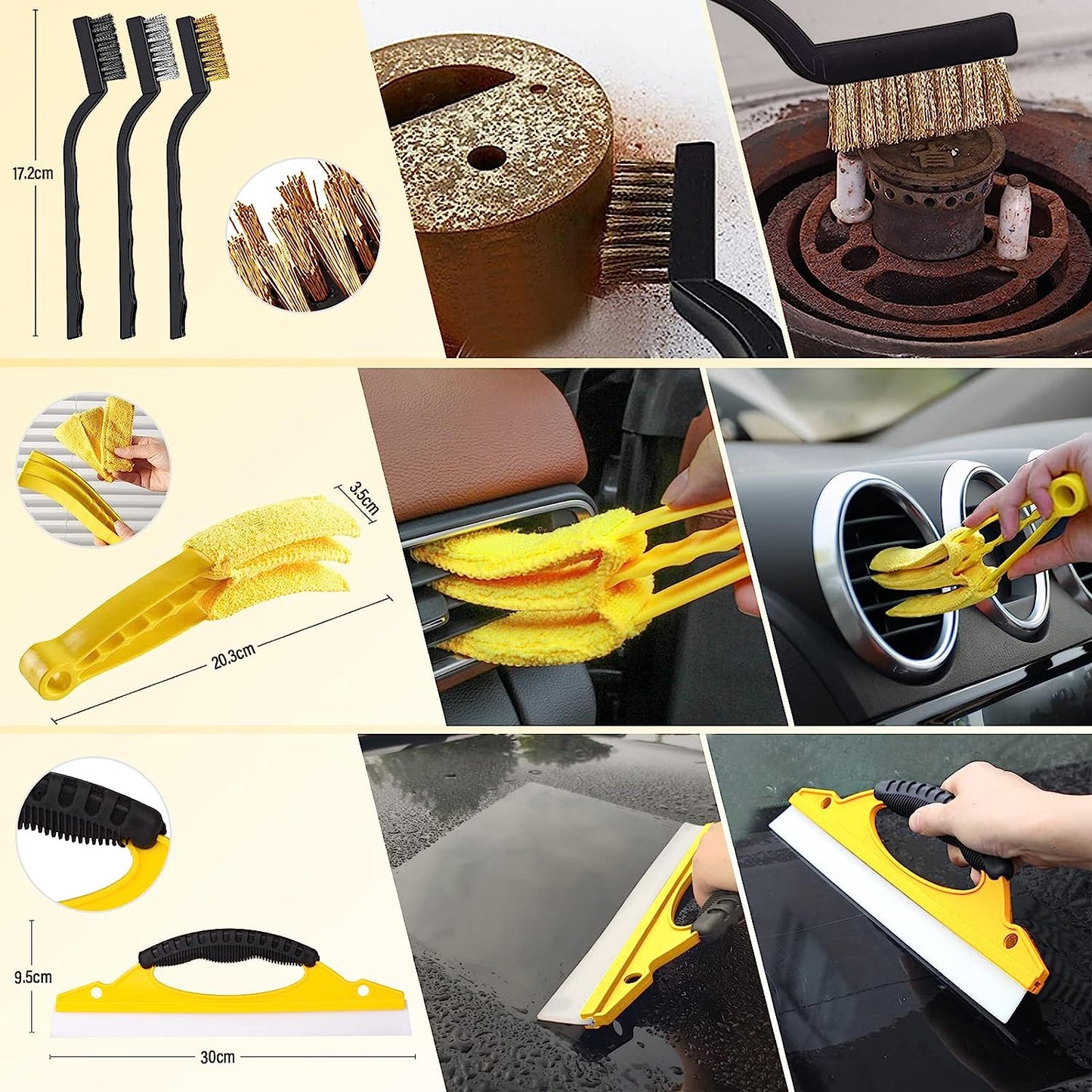 AOKITO Auto Reinigungsset - 20-Teiliges Autopflege Set Für Innenraum Und Außen - Autowaschset Mit Bürsten, Polierschwämmen, Reinigungsgel Und Mehr - Praktische Tragetasche Inklusive