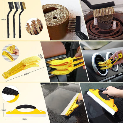 AOKITO Auto Reinigungsset - 20-Teiliges Autopflege Set Für Innenraum Und Außen - Autowaschset Mit Bürsten, Polierschwämmen, Reinigungsgel Und Mehr - Praktische Tragetasche Inklusive