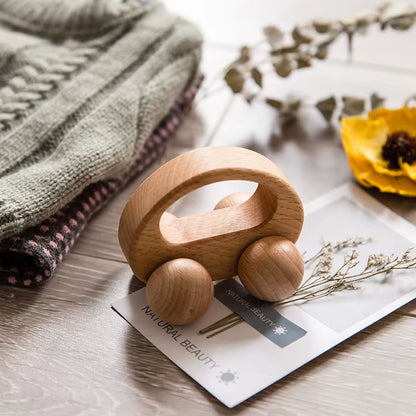 1Pcs Baby Toys Beech Wooden Blocks Wooden Car Cartoon Educational Montessori Toys for Children Teething Birthday Gift Custom Nam