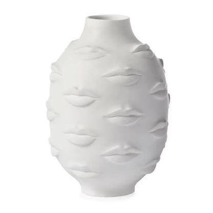Scandinavian White Ceramic Vase Decoration Home Decoration Crafts Modern Interior Decoration Countertop Vase Art Face Shape Vase