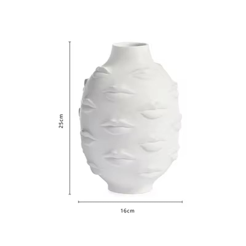 Scandinavian White Ceramic Vase Decoration Home Decoration Crafts Modern Interior Decoration Countertop Vase Art Face Shape Vase