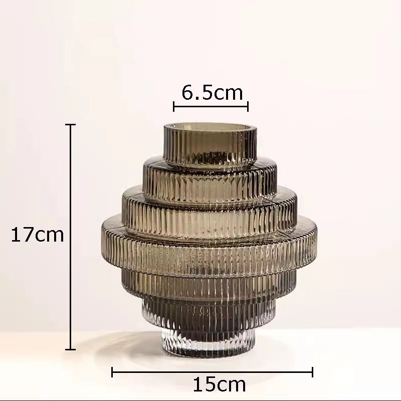 Creativity Amber Glass Vase Hydroponics Flowers Pots Tower Shape Flower Arrangement Desk Decoration Floral Vase Modern Decor