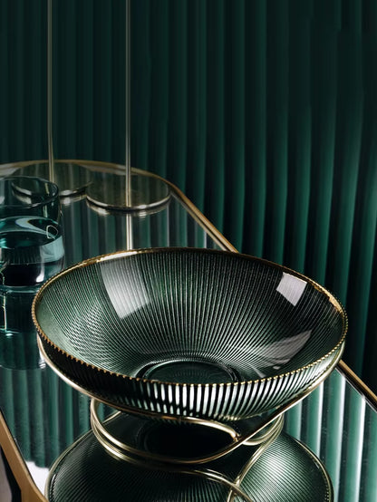 High-End Glass Fruit Tray Living Room Home Coffee Table Decoration American Light Luxury Tray Creative Candy Basket Decoration