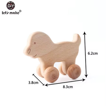 1Pcs Baby Toys Beech Wooden Blocks Wooden Car Cartoon Educational Montessori Toys for Children Teething Birthday Gift Custom Nam