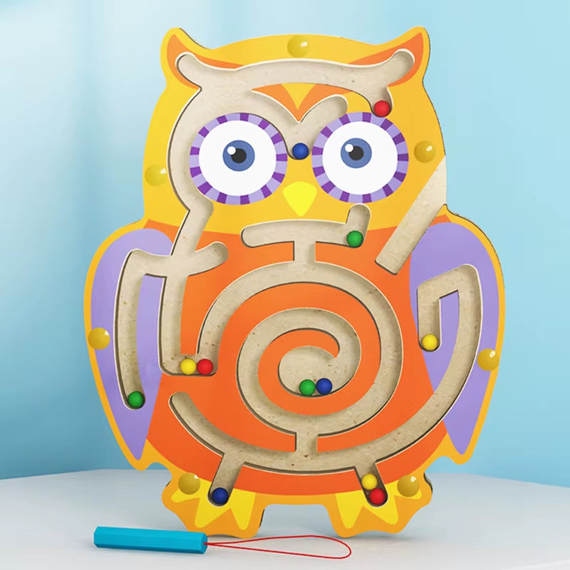 Baby Montessori Educational Toys Children Magnetic Track Maze Balance Board Wooden Puzzle Game Labyrinth Baby Toys 0-12 Months