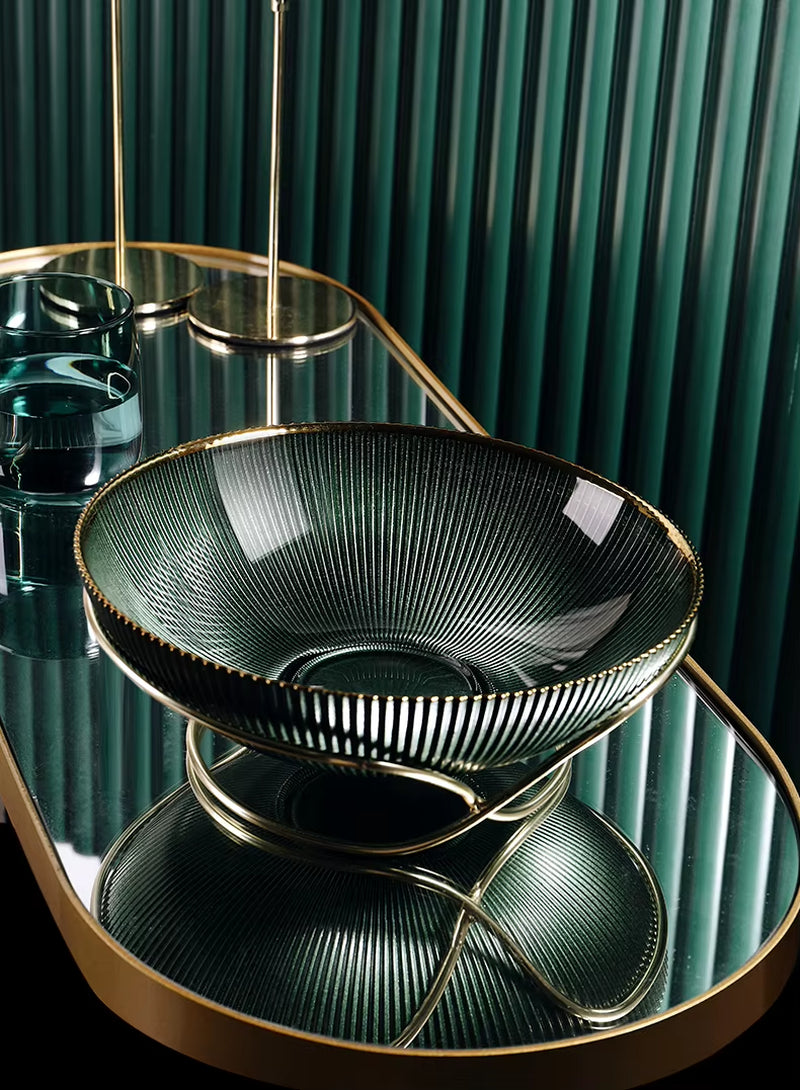 High-End Glass Fruit Tray Living Room Home Coffee Table Decoration American Light Luxury Tray Creative Candy Basket Decoration