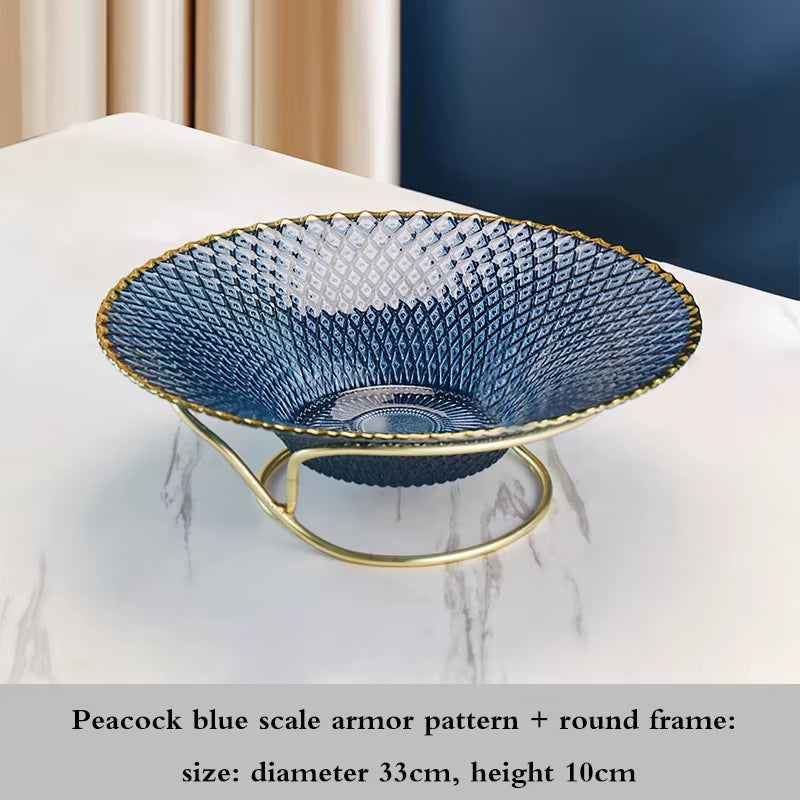 High-End Glass Fruit Tray Living Room Home Coffee Table Decoration American Light Luxury Tray Creative Candy Basket Decoration