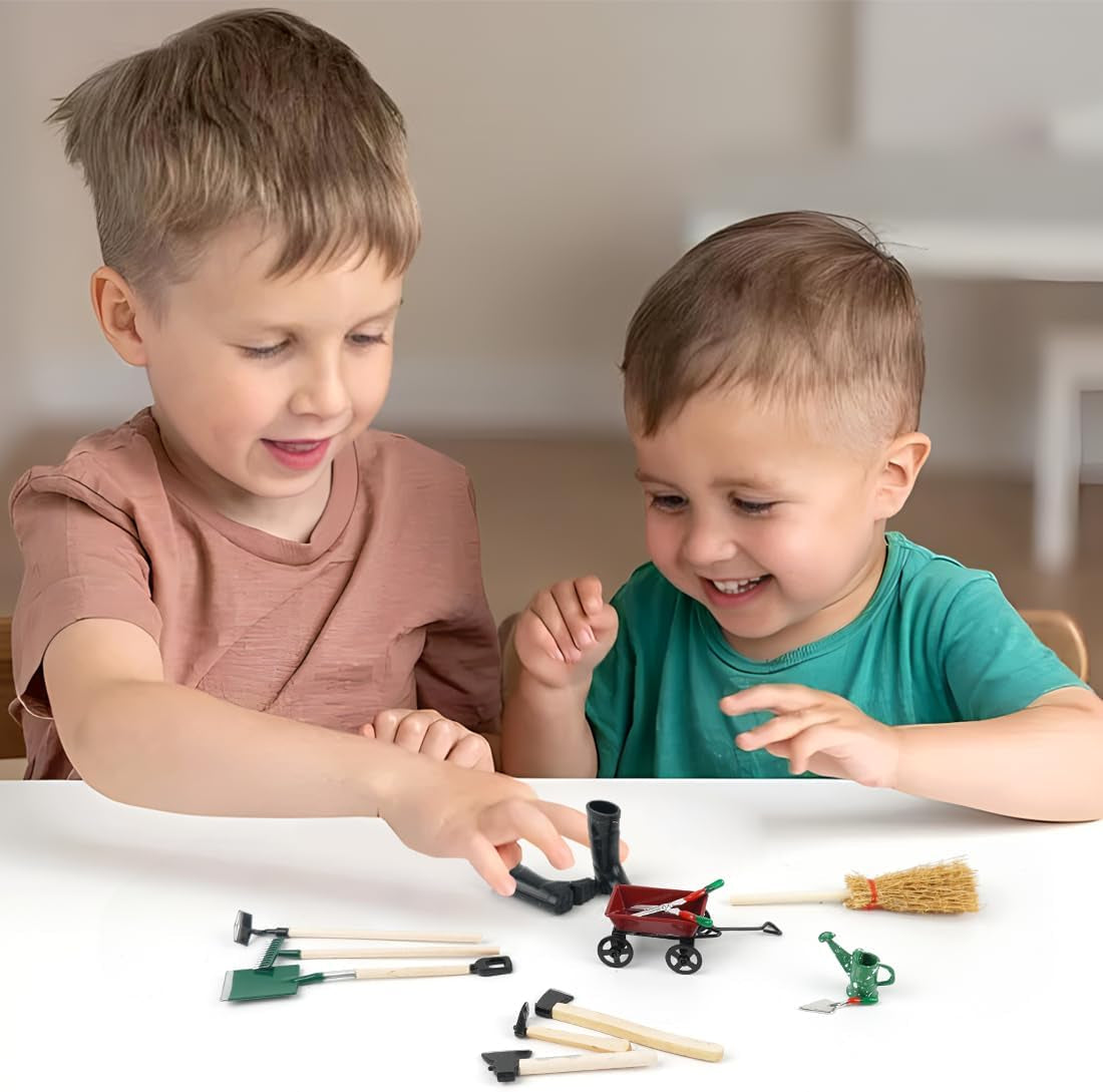 12 Stück Miniatur Puppenhaus Set, Mini Gartengeräte, Miniatur Garten Zubehör, Puppen Gartengeräte, Puppenhaus Garten Möbel, Wichtel Garten Zubehör Weihnachten Für 1:12 Puppenhaus Miniatur Garten Deko