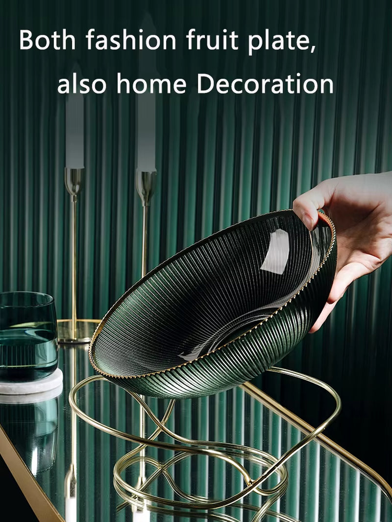 High-End Glass Fruit Tray Living Room Home Coffee Table Decoration American Light Luxury Tray Creative Candy Basket Decoration