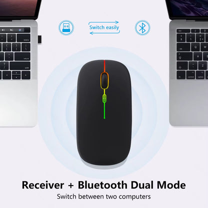 Wireless Mouse Bluetooth Rechargeable Mouse Ultra-Thin Silent LED Colorful Backlit Gaming Mouse for Ipad Computer Laptop PC