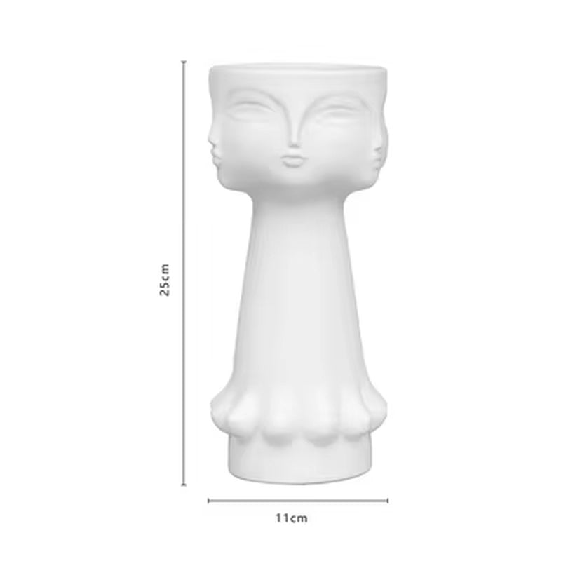 Scandinavian White Ceramic Vase Decoration Home Decoration Crafts Modern Interior Decoration Countertop Vase Art Face Shape Vase