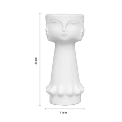 Scandinavian White Ceramic Vase Decoration Home Decoration Crafts Modern Interior Decoration Countertop Vase Art Face Shape Vase