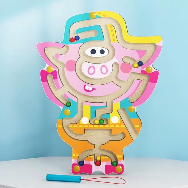 Baby Montessori Educational Toys Children Magnetic Track Maze Balance Board Wooden Puzzle Game Labyrinth Baby Toys 0-12 Months