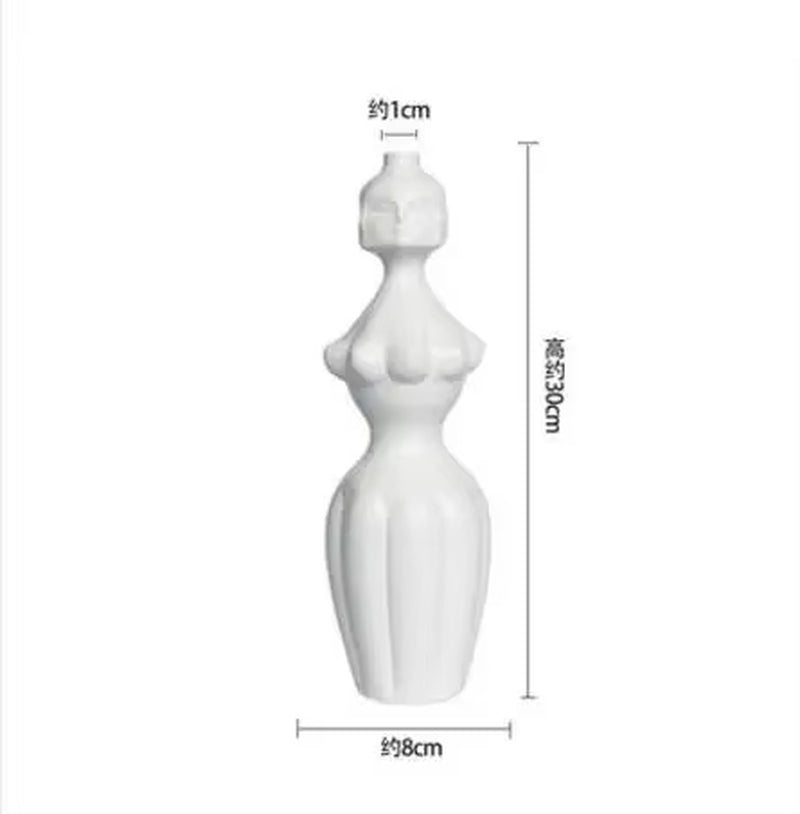 Scandinavian White Ceramic Vase Decoration Home Decoration Crafts Modern Interior Decoration Countertop Vase Art Face Shape Vase