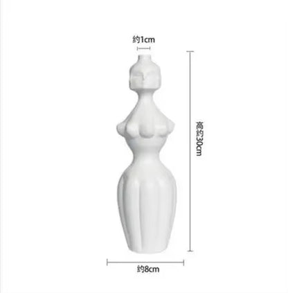 Scandinavian White Ceramic Vase Decoration Home Decoration Crafts Modern Interior Decoration Countertop Vase Art Face Shape Vase