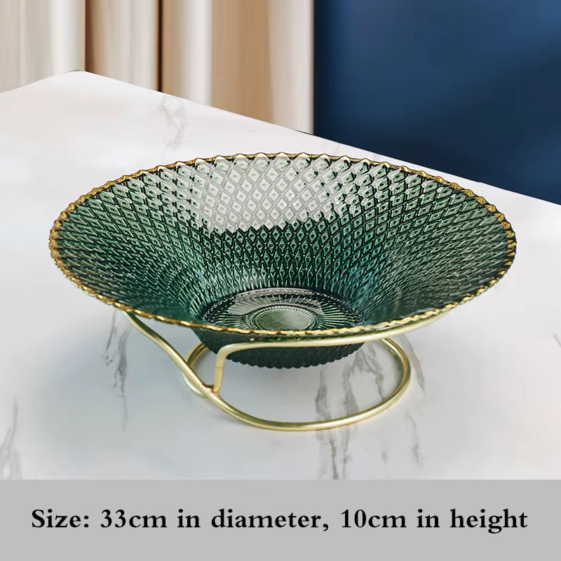 High-End Glass Fruit Tray Living Room Home Coffee Table Decoration American Light Luxury Tray Creative Candy Basket Decoration