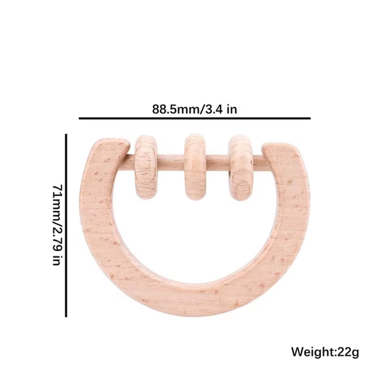 1Pc Baby Toy Beech Bear Hand Teething Baby Rattles Wood Ring Cartoon Car Play Gym Montessori Stroller Toy Educational Toys