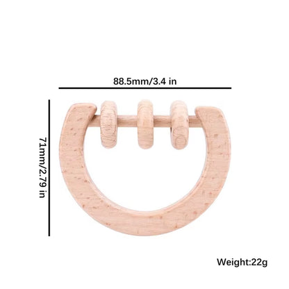 1Pc Baby Toy Beech Bear Hand Teething Baby Rattles Wood Ring Cartoon Car Play Gym Montessori Stroller Toy Educational Toys