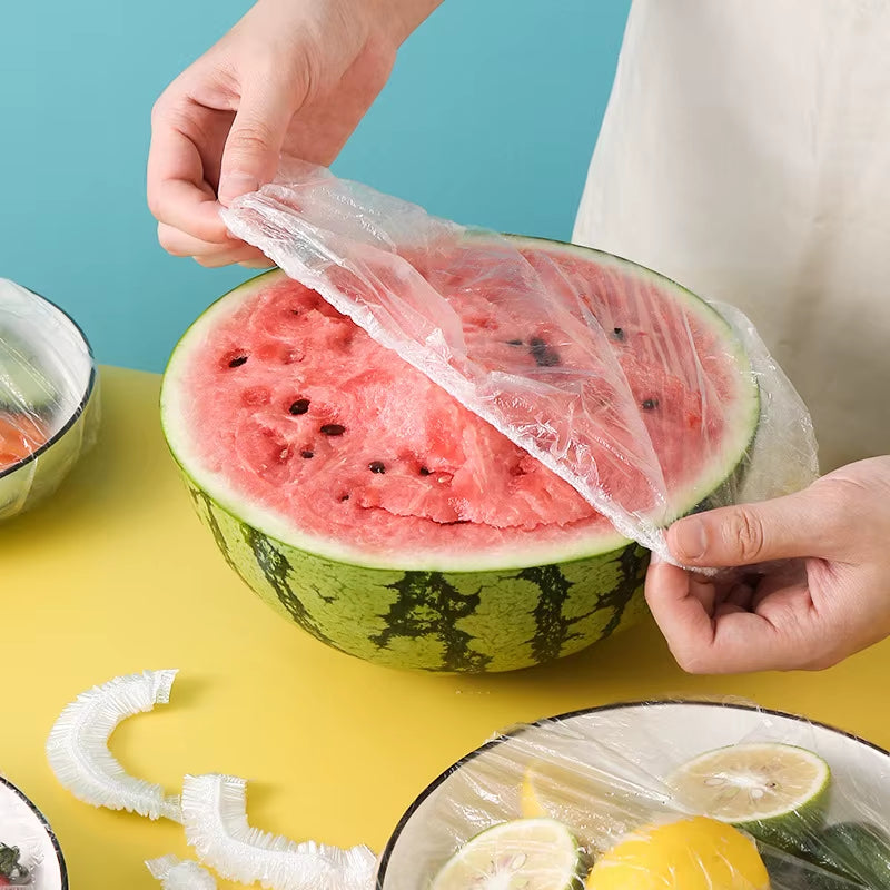 100/1000Pcs Disposable Food Cover Saran Wrap Bowel Cover Food Grade Fresh-Keeping Plastic Bag Kitchen Storage Accessories
