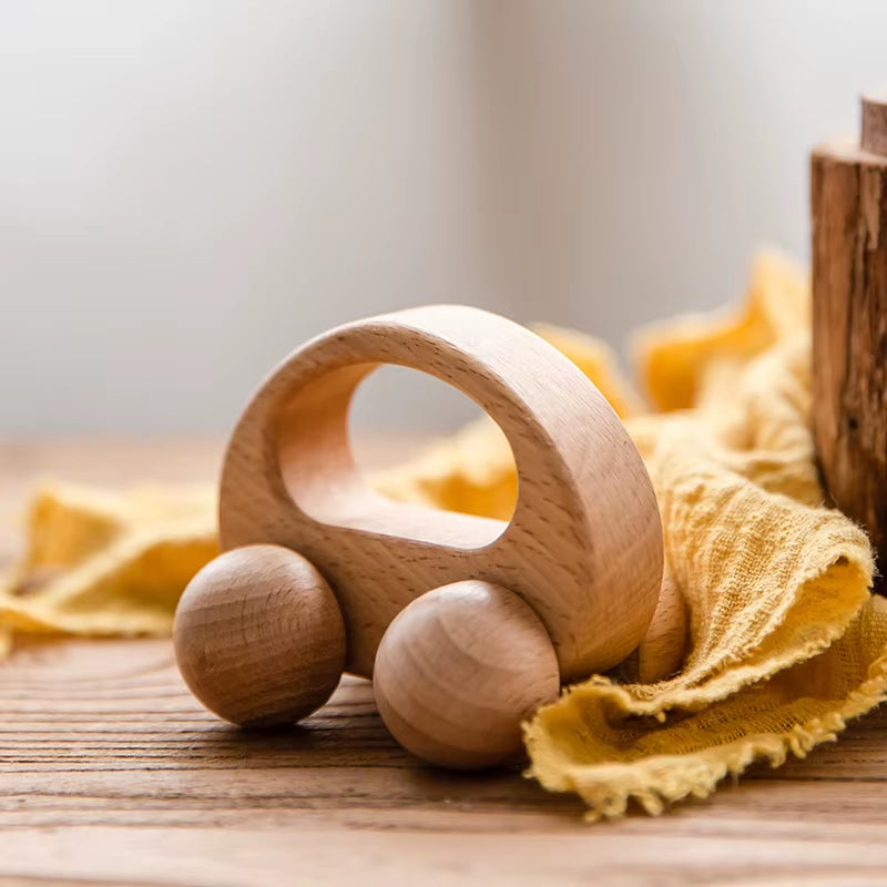 1Pcs Baby Toys Beech Wooden Blocks Wooden Car Cartoon Educational Montessori Toys for Children Teething Birthday Gift Custom Nam