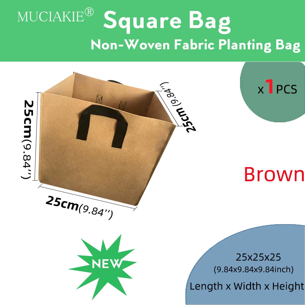 1PCS Gallon Garden Grow Square Planting Bag Plant Container Pouch with Handles Garden Seedlings Cultivation Bag Garden