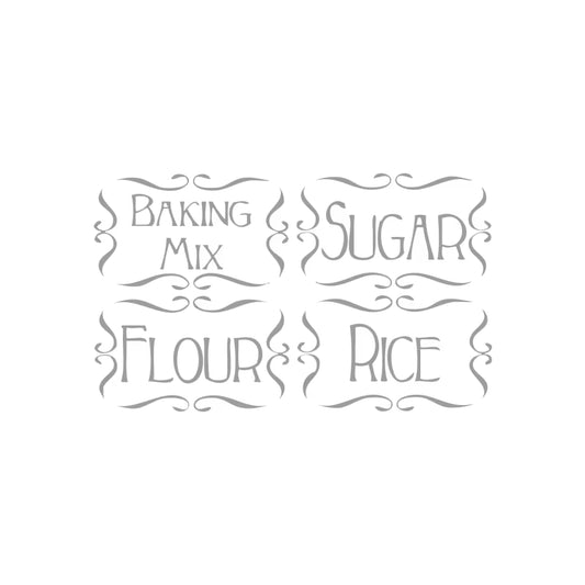 Kitchen Labels , Set of 4 Kitchen Jar Canister Vinyl Tags for Home Organization , Wall Stickers Kitchen Home Decor