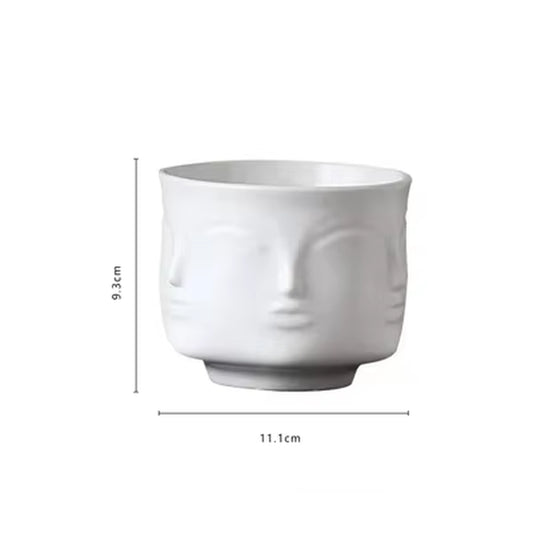 Scandinavian White Ceramic Vase Decoration Home Decoration Crafts Modern Interior Decoration Countertop Vase Art Face Shape Vase