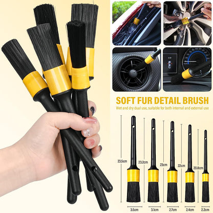 AOKITO Auto Reinigungsset - 20-Teiliges Autopflege Set Für Innenraum Und Außen - Autowaschset Mit Bürsten, Polierschwämmen, Reinigungsgel Und Mehr - Praktische Tragetasche Inklusive