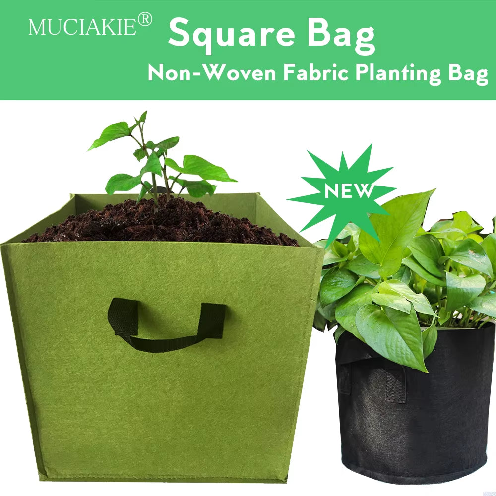 1PCS Gallon Garden Grow Square Planting Bag Plant Container Pouch with Handles Garden Seedlings Cultivation Bag Garden