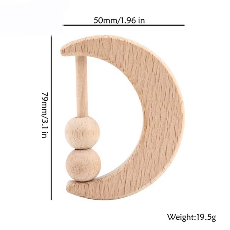 1Pc Baby Toy Beech Bear Hand Teething Baby Rattles Wood Ring Cartoon Car Play Gym Montessori Stroller Toy Educational Toys
