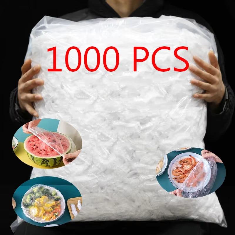 100/1000Pcs Disposable Food Cover Saran Wrap Bowel Cover Food Grade Fresh-Keeping Plastic Bag Kitchen Storage Accessories