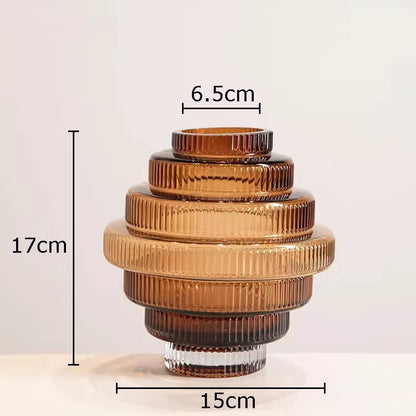 Creativity Amber Glass Vase Hydroponics Flowers Pots Tower Shape Flower Arrangement Desk Decoration Floral Vase Modern Decor