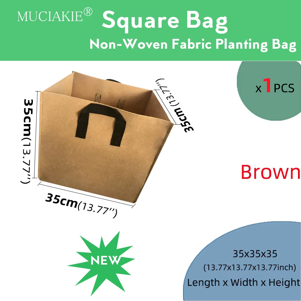 1PCS Gallon Garden Grow Square Planting Bag Plant Container Pouch with Handles Garden Seedlings Cultivation Bag Garden