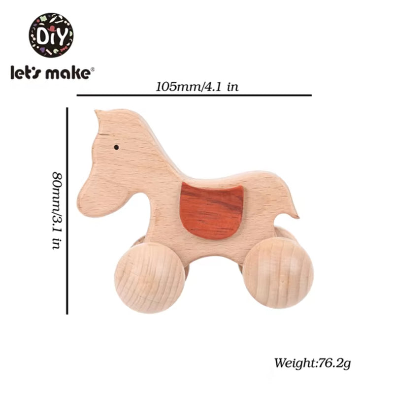 1Pcs Baby Toys Beech Wooden Blocks Wooden Car Cartoon Educational Montessori Toys for Children Teething Birthday Gift Custom Nam