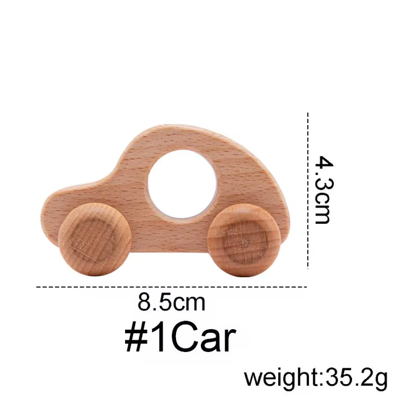 1Pcs Baby Toys Beech Wooden Blocks Wooden Car Cartoon Educational Montessori Toys for Children Teething Birthday Gift Custom Nam