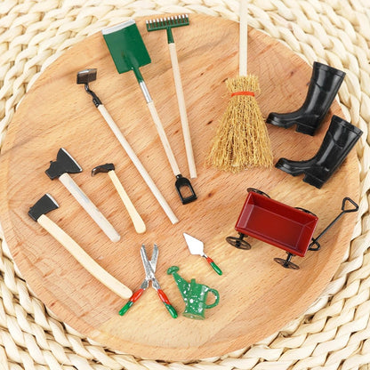 12 Stück Miniatur Puppenhaus Set, Mini Gartengeräte, Miniatur Garten Zubehör, Puppen Gartengeräte, Puppenhaus Garten Möbel, Wichtel Garten Zubehör Weihnachten Für 1:12 Puppenhaus Miniatur Garten Deko
